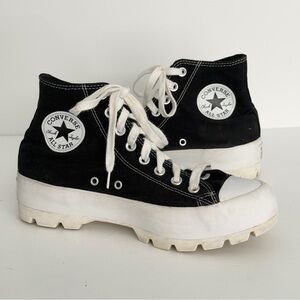 Converse All Star Lugged Platform Womens Size 9 Shoes Black White Athletic H-Top